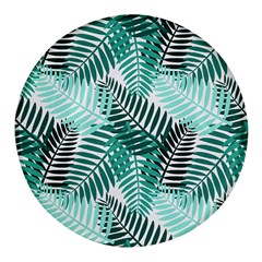 Background Pattern Texture Leaves Design Wallpaper Round Glass Fridge Magnet (4 Pack)