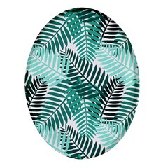 Background Pattern Texture Leaves Design Wallpaper Oval Glass Fridge Magnet (4 Pack)