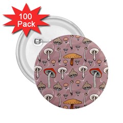 Mushrooms Autumn Fall Pattern Seamless Decorative 2 25  Buttons (100 Pack)  by pakminggu