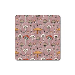 Mushrooms Autumn Fall Pattern Seamless Decorative Square Magnet by pakminggu