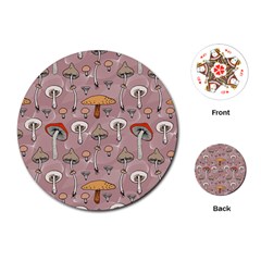 Mushrooms Autumn Fall Pattern Seamless Decorative Playing Cards Single Design (round) by pakminggu