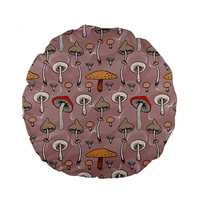 Mushrooms Autumn Fall Pattern Seamless Decorative Standard 15  Premium Flano Round Cushions