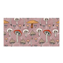 Mushrooms Autumn Fall Pattern Seamless Decorative Satin Wrap 35  X 70  by pakminggu