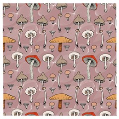 Mushrooms Autumn Fall Pattern Seamless Decorative Wooden Puzzle Square by pakminggu