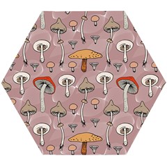 Mushrooms Autumn Fall Pattern Seamless Decorative Wooden Puzzle Hexagon by pakminggu