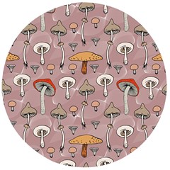 Mushrooms Autumn Fall Pattern Seamless Decorative Wooden Bottle Opener (round) by pakminggu