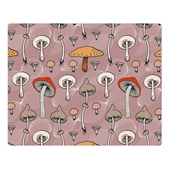 Mushrooms Autumn Fall Pattern Seamless Decorative Premium Plush Fleece Blanket (large) by pakminggu