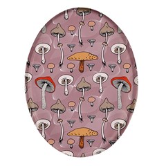 Mushrooms Autumn Fall Pattern Seamless Decorative Oval Glass Fridge Magnet (4 Pack) by pakminggu