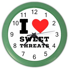 I Love Sweet Threats  Color Wall Clock by ilovewhateva