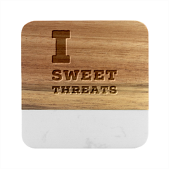 I Love Sweet Threats  Marble Wood Coaster (square) by ilovewhateva