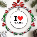 I love tart Metal X mas Wreath Ribbon Ornament Front