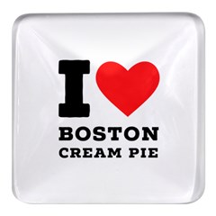 I Love Boston Cream Pie Square Glass Fridge Magnet (4 Pack)