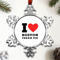 I Love Boston Cream Pie Metal Small Snowflake Ornament by ilovewhateva