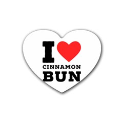 I Love Cinnamon Bun Rubber Coaster (heart) by ilovewhateva