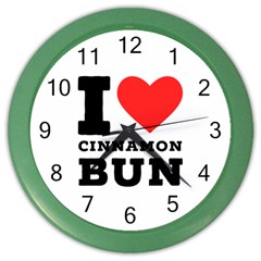 I Love Cinnamon Bun Color Wall Clock by ilovewhateva