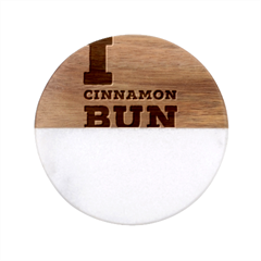 I Love Cinnamon Bun Classic Marble Wood Coaster (round)  by ilovewhateva