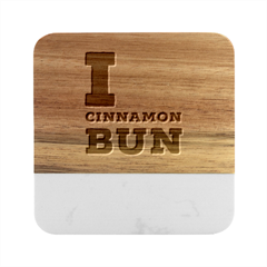 I Love Cinnamon Bun Marble Wood Coaster (square) by ilovewhateva