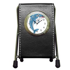 Blue Dolphin Pen Holder Desk Clock by pakminggu