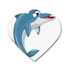 Blue Dolphin Dog Tag Heart (one Side) by pakminggu