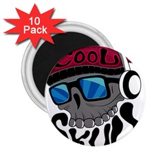 Cool Skull 2 25  Magnets (10 Pack) 