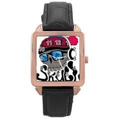 Cool Skull Rose Gold Leather Watch  by pakminggu