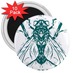 Green Insect Bee Illustration 3  Magnets (10 Pack)  by pakminggu