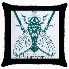 Green Insect Bee Illustration Throw Pillow Case (black) by pakminggu