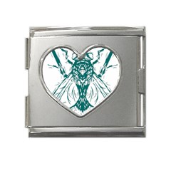 Green Insect Bee Illustration Mega Link Heart Italian Charm (18mm) by pakminggu