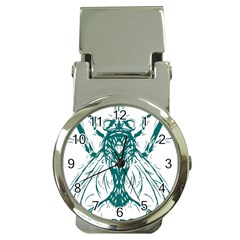 Green Insect Bee Illustration Money Clip Watches by pakminggu