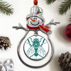 Green Insect Bee Illustration Metal Snowman Ornament by pakminggu