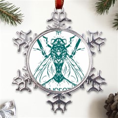 Green Insect Bee Illustration Metal Large Snowflake Ornament by pakminggu