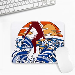 Beach Illustration Summer Beach Surf Waves Small Mousepad by pakminggu