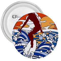 Beach Illustration Summer Beach Surf Waves 3  Buttons by pakminggu