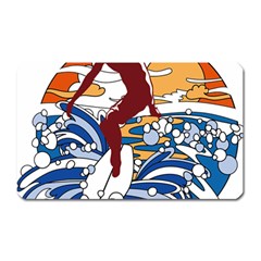 Beach Illustration Summer Beach Surf Waves Magnet (rectangular) by pakminggu