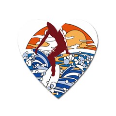 Beach Illustration Summer Beach Surf Waves Heart Magnet