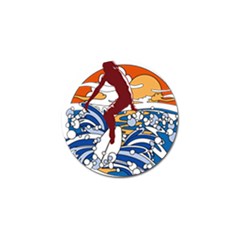 Beach Illustration Summer Beach Surf Waves Golf Ball Marker by pakminggu