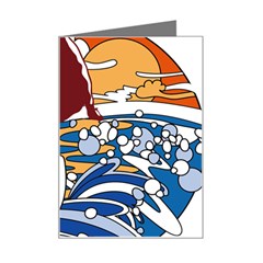 Beach Illustration Summer Beach Surf Waves Mini Greeting Card by pakminggu