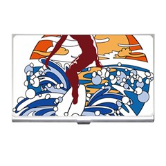 Beach Illustration Summer Beach Surf Waves Business Card Holder by pakminggu