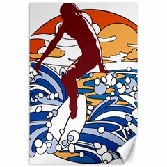 Beach Illustration Summer Beach Surf Waves Canvas 24  X 36  by pakminggu