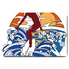 Beach Illustration Summer Beach Surf Waves Large Doormat by pakminggu