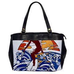 Beach Illustration Summer Beach Surf Waves Oversize Office Handbag