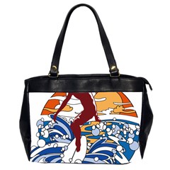 Beach Illustration Summer Beach Surf Waves Oversize Office Handbag (2 Sides)