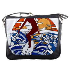 Beach Illustration Summer Beach Surf Waves Messenger Bag by pakminggu