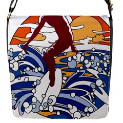 Beach Illustration Summer Beach Surf Waves Flap Closure Messenger Bag (s)