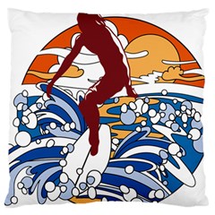 Beach Illustration Summer Beach Surf Waves Standard Premium Plush Fleece Cushion Case (two Sides)