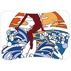 Beach Illustration Summer Beach Surf Waves Velour Seat Head Rest Cushion by pakminggu