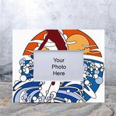 Beach Illustration Summer Beach Surf Waves White Tabletop Photo Frame 4 x6  by pakminggu