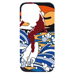 Beach Illustration Summer Beach Surf Waves Iphone 14 Pro Max Black Uv Print Case by pakminggu