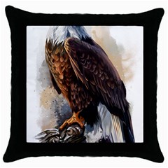 Eagle Art Eagle Watercolor Painting Bird Animal Throw Pillow Case (black) by pakminggu