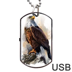 Eagle Art Eagle Watercolor Painting Bird Animal Dog Tag Usb Flash (two Sides) by pakminggu